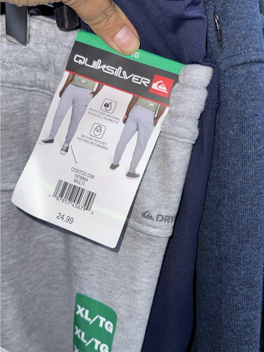 Quiksilver Men’s Light Gray & Navy Performance Joggers